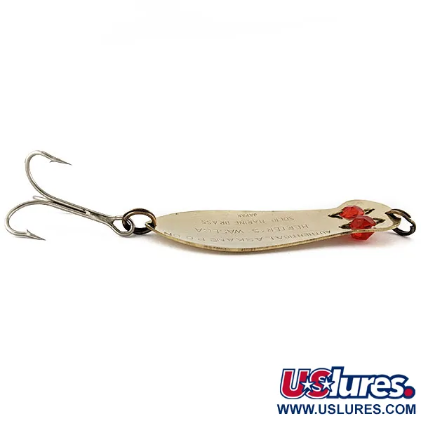 Vintage Herter's Authentic Alaskan spoon, 1oz gold/red eyes fishing spoon #18886