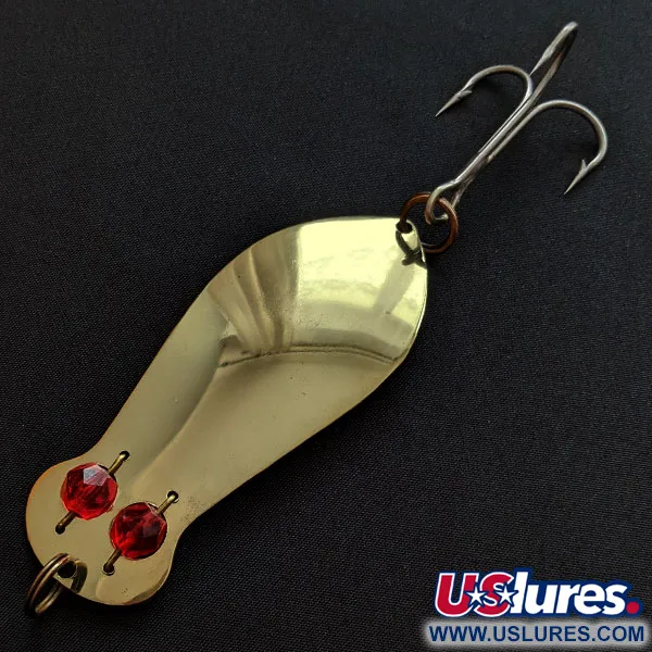 Vintage Herter's Authentic Alaskan spoon, 1oz gold/red eyes fishing spoon #18886