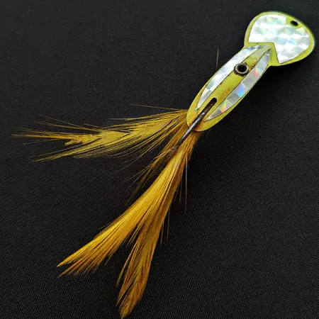 Vintage Glen Evans Loco 2, 1/4oz nickel/yellow fishing spoon #18887