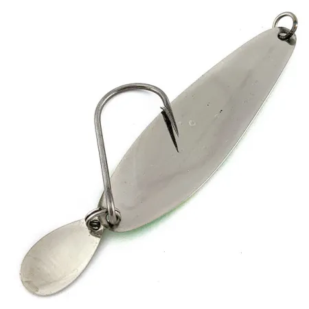 Vintage Luhr Jensen Coyote spoon UV Glow, 1/4oz nickel/white/yellow UV Glow fishing spoon #18894