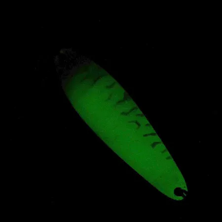 Vintage Luhr Jensen Coyote spoon UV Glow, 1/4oz nickel/white/yellow UV Glow fishing spoon #18894