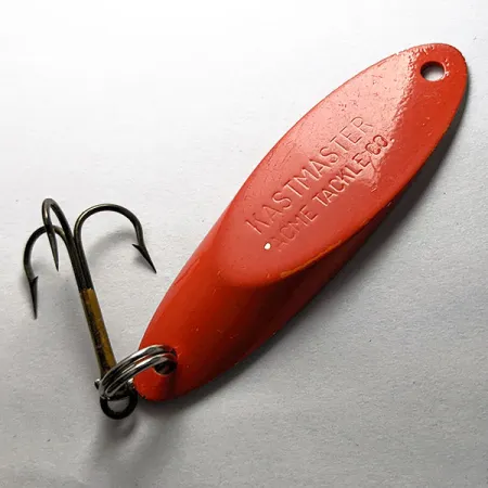 Vintage Acme Kastmaster, 1/2oz nickel/orange fishing spoon #18896