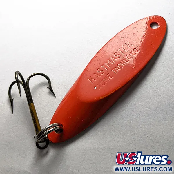 Vintage Acme Kastmaster, 1/2oz nickel/orange fishing spoon #18896