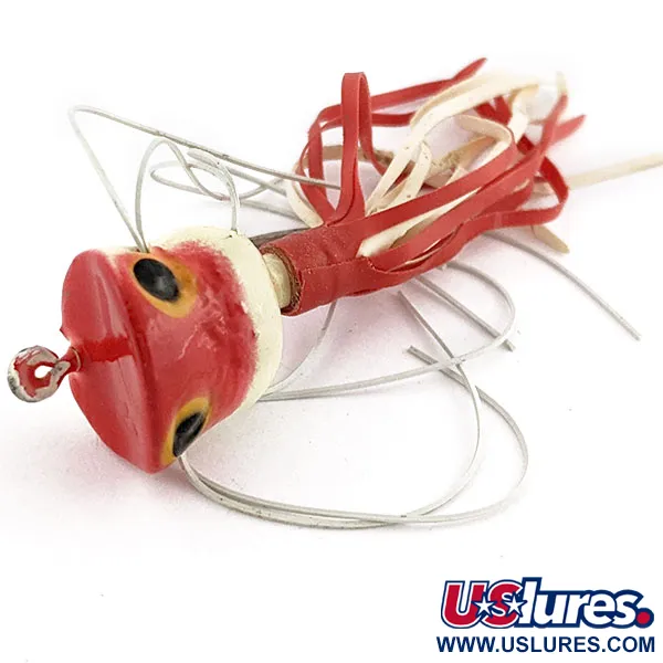 Vintage   Fred Arbogast Hula Popper, 3/32oz red/ white fishing lure #18911
