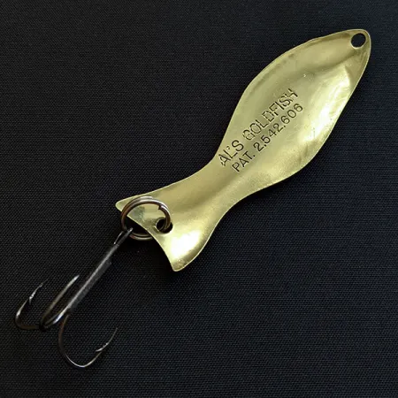 Vintage Al's gold fish, 3/5oz gold fishing spoon #18915