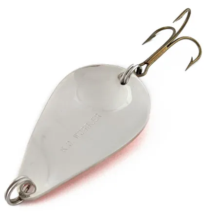 Vintage Acme K.O. Wobbler, 3/4oz nickel/orange fishing spoon #18927