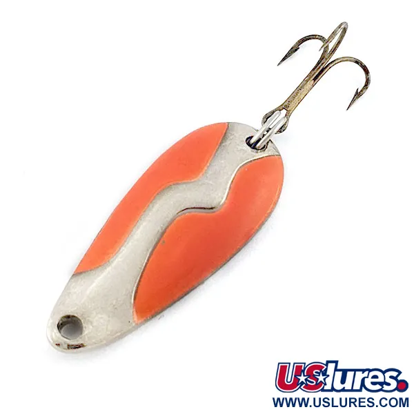 Vintage Acme Kamlooper Spoon, 2/5oz nickel/orange fishing spoon #18945
