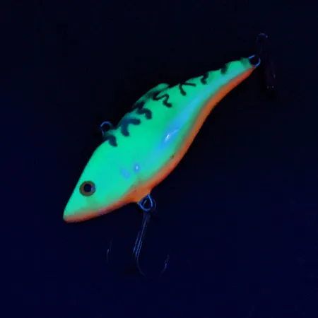 Vintage Rapala Rattl'n RAP RNR-7, 3/5oz Fire tiger fishing lure #18949