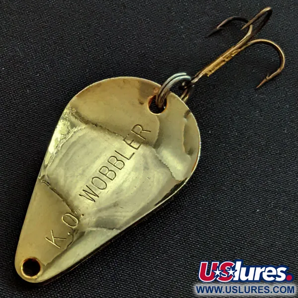 Vintage Acme K.O. Wobbler, 1/2oz orange/gold fishing spoon #18951