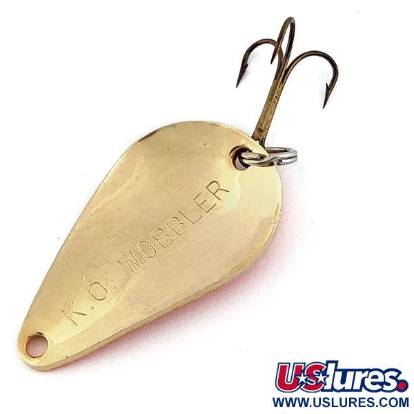 Vintage Acme K.O. Wobbler, 1/2oz orange/gold fishing spoon #18951