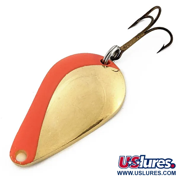 Vintage Acme K.O. Wobbler, 1/2oz orange/gold fishing spoon #18951