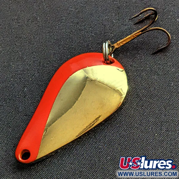 Vintage Acme K.O. Wobbler, 1/2oz orange/gold fishing spoon #18951