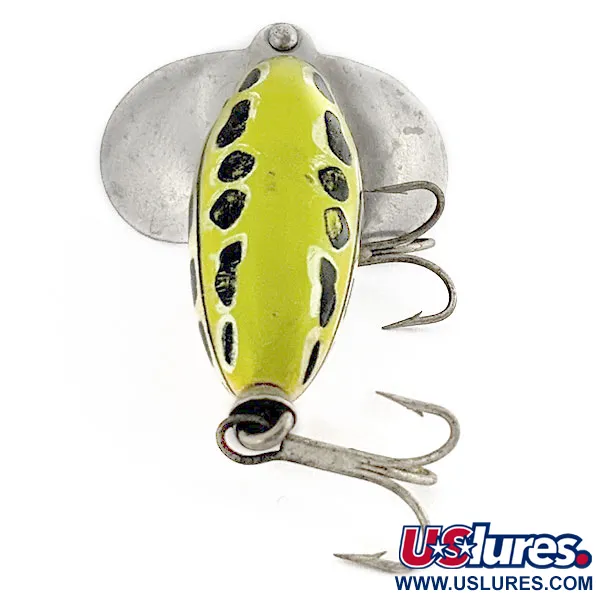 Vintage   Fred Arbogast Seein's Believin' green leopard (1970s), 1/4oz green leopard  fishing lure #18969