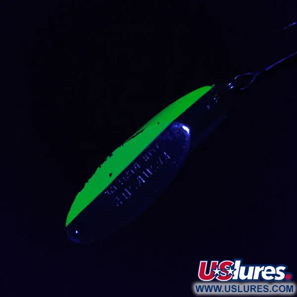 Vintage Acme Kastmaster UV, 3/4oz nickel/green UV fishing spoon #18973