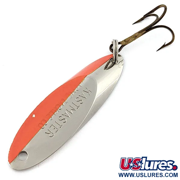 Vintage Acme Kastmaster, 3/8oz nickel/orange fishing spoon #18984