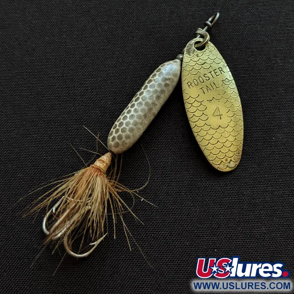 Vintage  Yakima Bait Worden’s Original Rooster Tail 4, 1/4oz brass spinning lure #18996
