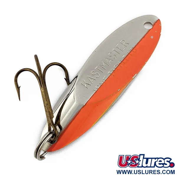 Vintage Acme Kastmaster, 3/8oz nickel/orange fishing spoon #18997