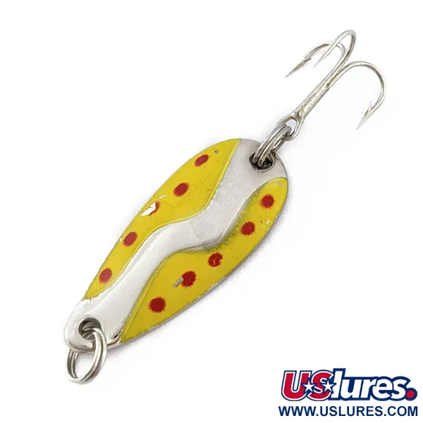 Vintage Acme Kamlooper Wee, 1/8oz nickel/yellow/red fishing spoon #18998