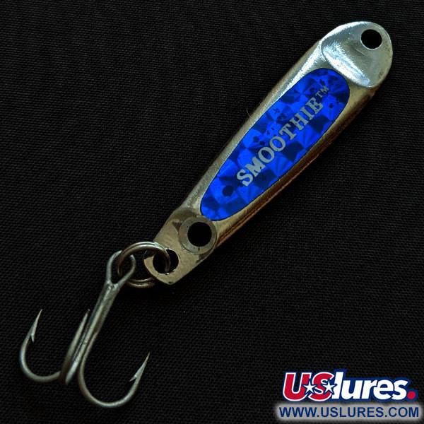 Vintage   Hopkins Smoothie, 2/5oz nickel/blue fishing spoon #19002