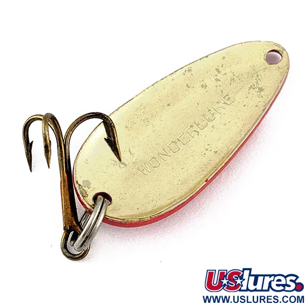 Vintage Acme Wonderlure, 1/4oz gold/red/white fishing spoon #19032