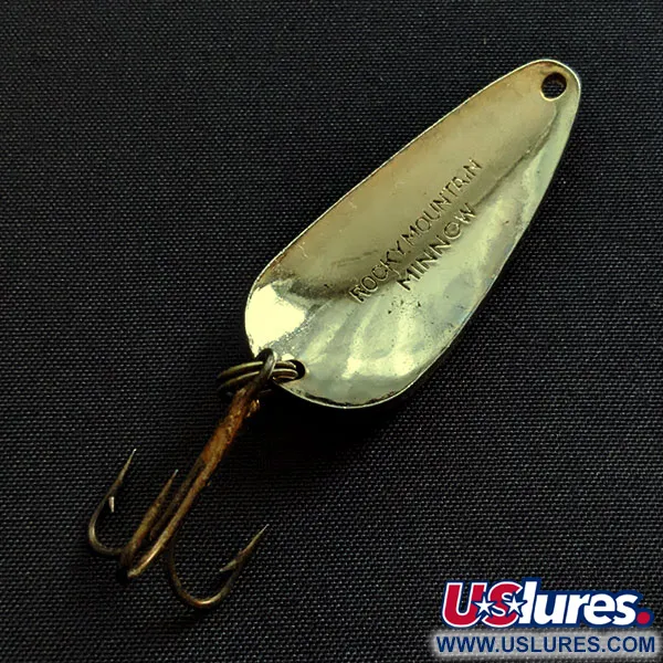 Vintage Rocky Mountain minnow, 1/3oz gold/red fishing spoon #19040