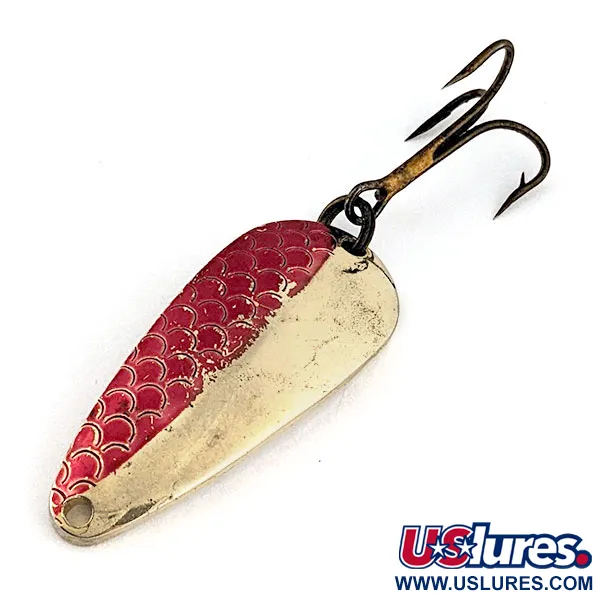 Vintage Rocky Mountain minnow, 1/3oz gold/red fishing spoon #19040
