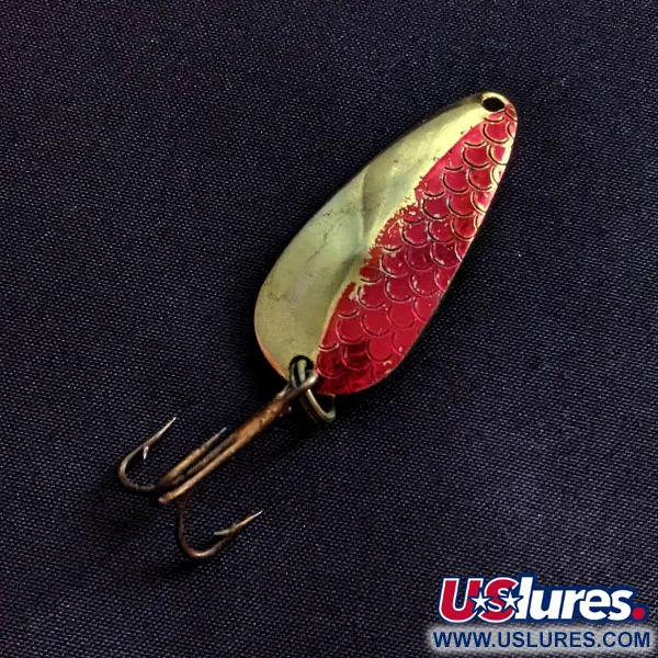 Vintage Rocky Mountain minnow, 1/3oz gold/red fishing spoon #19040