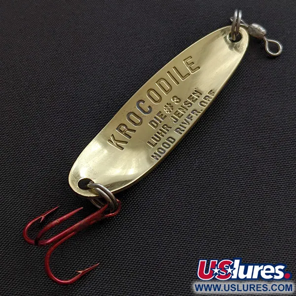 Vintage  Luhr Jensen Krocodile #3, 1/3oz gold fishing spoon #19070