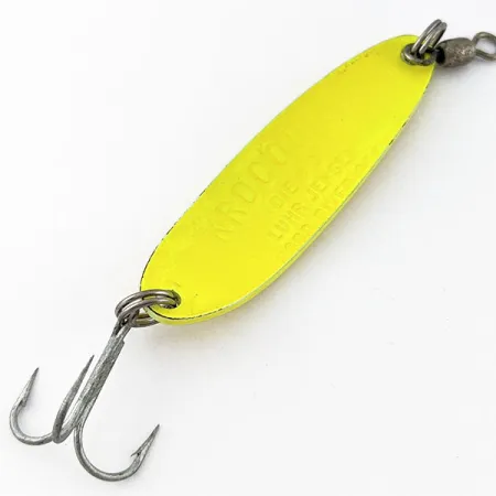 Vintage Luhr Jensen Krocodile #3, yellow fishing spoon #19084