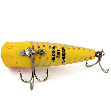 Vintage Heddon Tiny Chugger, 1/4oz yellow fishing lure #19098