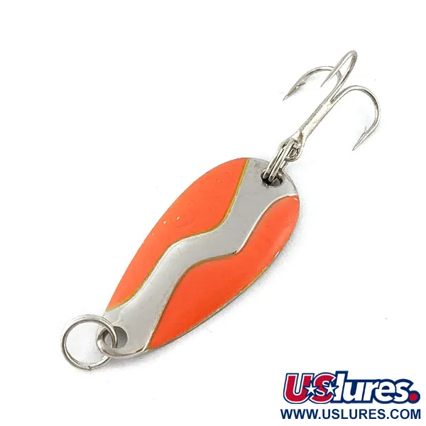 Vintage Acme Kamlooper Wee, 1/8oz nickel/orange fishing spoon #19111
