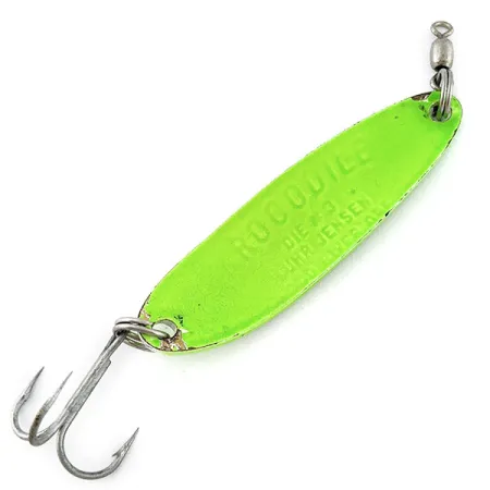 Vintage Luhr Jensen Krocodile #3, 1/3oz green UV fishing spoon #19113