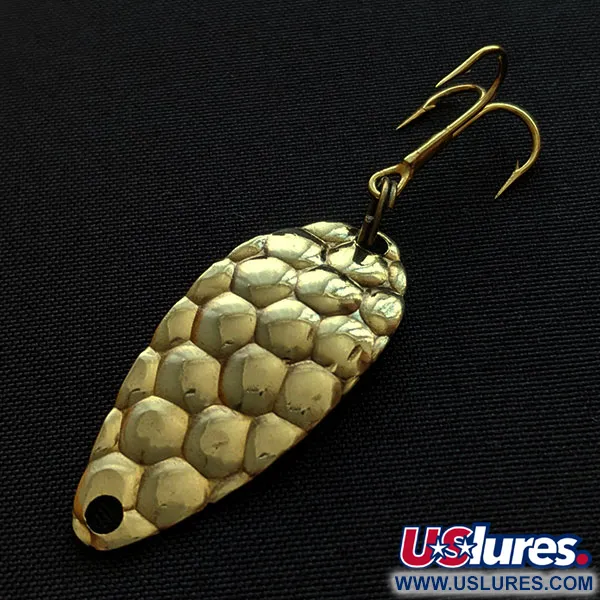 Vintage Acme Little Cleo bubbles, 1/8oz gold fishing spoon #19141