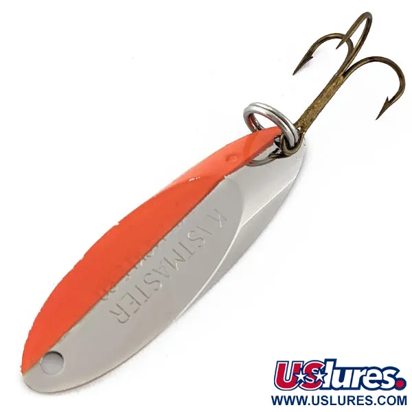 Vintage Acme Kastmaster, 3/8oz nickel/orange fishing spoon #19159