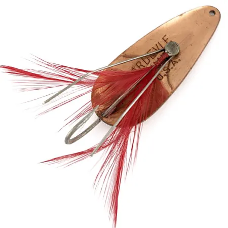 Vintage Eppinger Dardevle Imp Feathered weedless, 2/5oz copper fishing spoon #19174