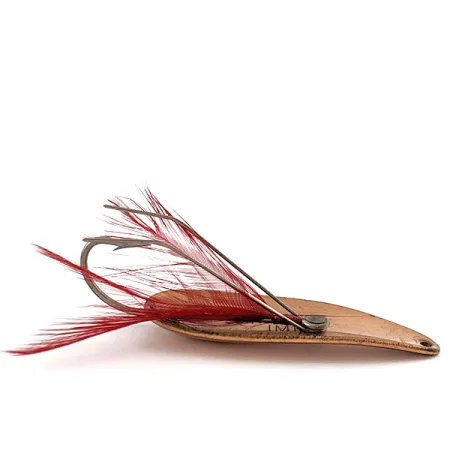 Vintage Eppinger Dardevle Imp Feathered weedless, 2/5oz copper fishing spoon #19174