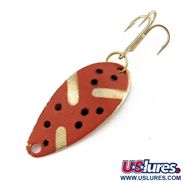 Vintage Acme Little Cleo, 1/8oz red/gold fishing spoon #19180