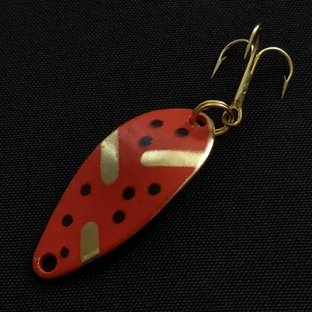 Vintage Acme Little Cleo, 1/8oz red/gold fishing spoon #19180