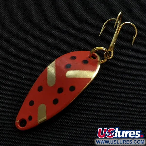 Vintage Acme Little Cleo, 1/8oz red/gold fishing spoon #19180