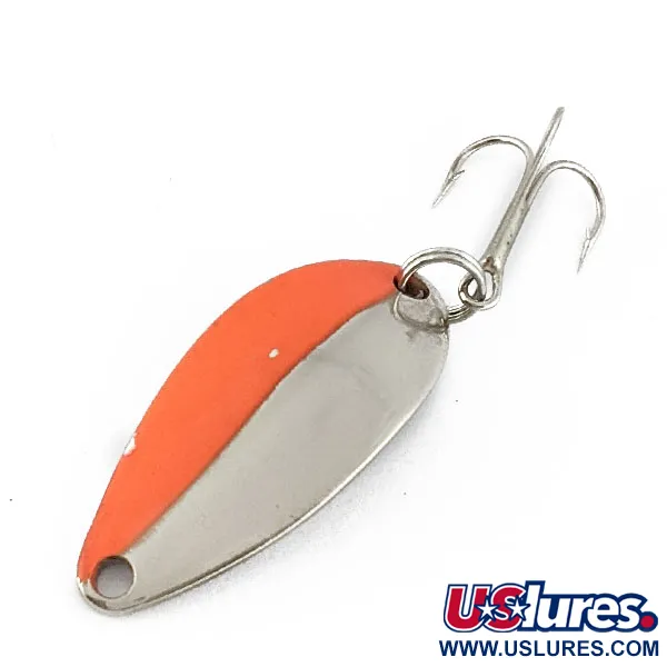 Vintage Acme Little Cleo, 3/16oz nickel/orange fishing spoon #19181