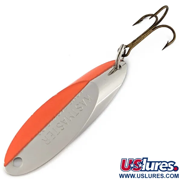 Vintage Acme Kastmaster, 3/8oz nickel/orange fishing spoon #19199