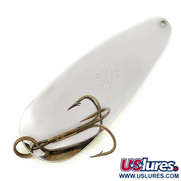 Vintage Worth Chippewa Steel Spoon UV, 3/5oz Nickel/black/yellow UV fishing spoon #19232