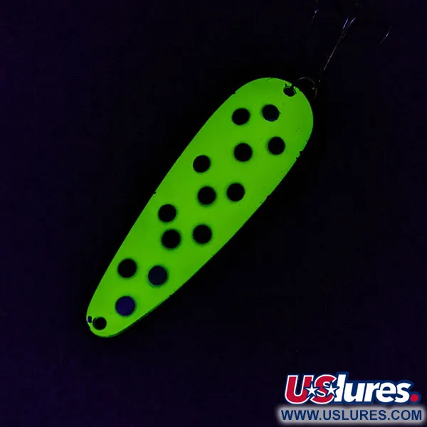 Vintage Worth Chippewa Steel Spoon UV, 3/5oz Nickel/black/yellow UV fishing spoon #19232