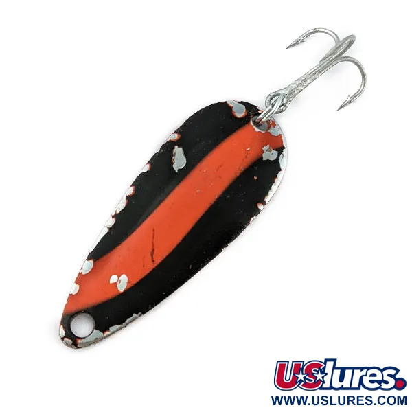 Vintage   Worth Chippewa Steel Spoon, 3/16oz red/black/nickel fishing spoon #19248