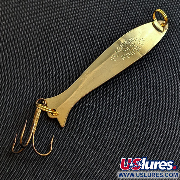 Vintage Acme Flash-King Wobbler, 3/16oz gold fishing spoon #19251