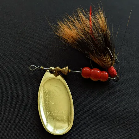 Vintage Mepps Aglia 4 Dressed, 1/3oz gold spinning lure #19290