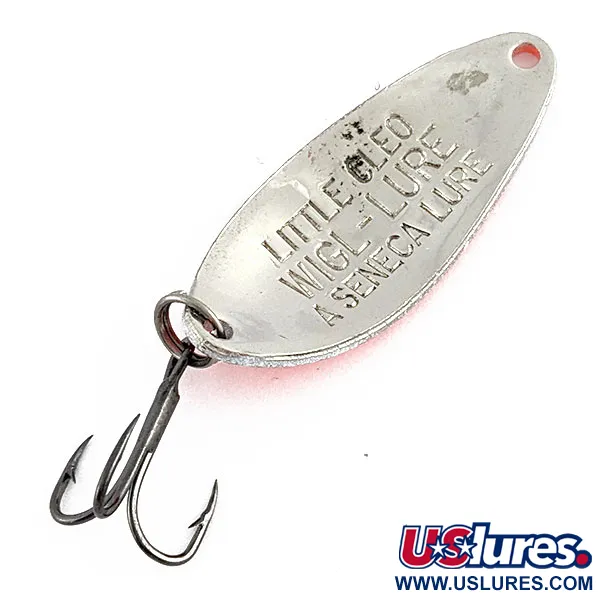 Vintage Seneca Little Cleo, 1/4oz nickel/red/white fishing spoon #19324