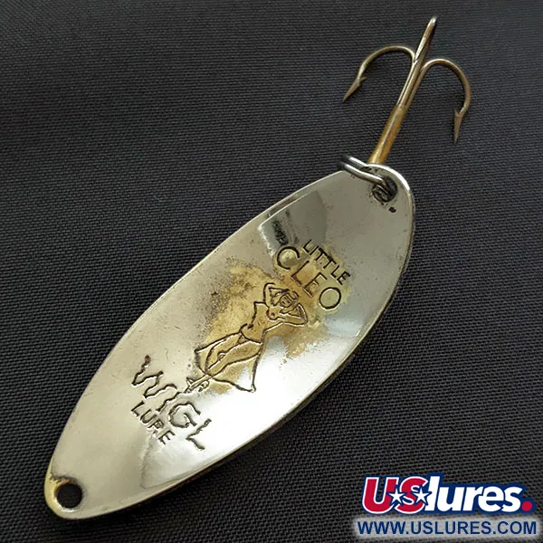 Vintage  Seneca Little Cleo (Hula Girl), 1/2oz white pearl/red/nickel fishing spoon #19328