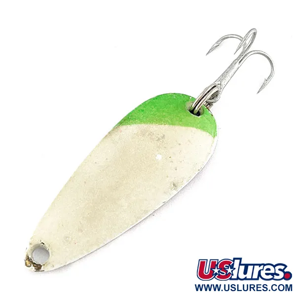 Vintage Worth Chippewa Glow, 2/5oz green/white Glow fishing spoon #19344