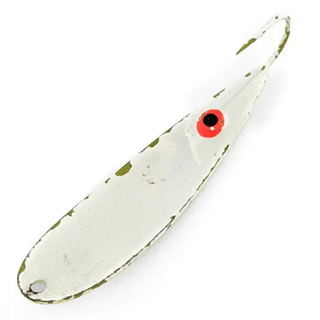 Vintage Other G.W's ice fishing Lures, 1/2oz white/purple fishing spoon #19346